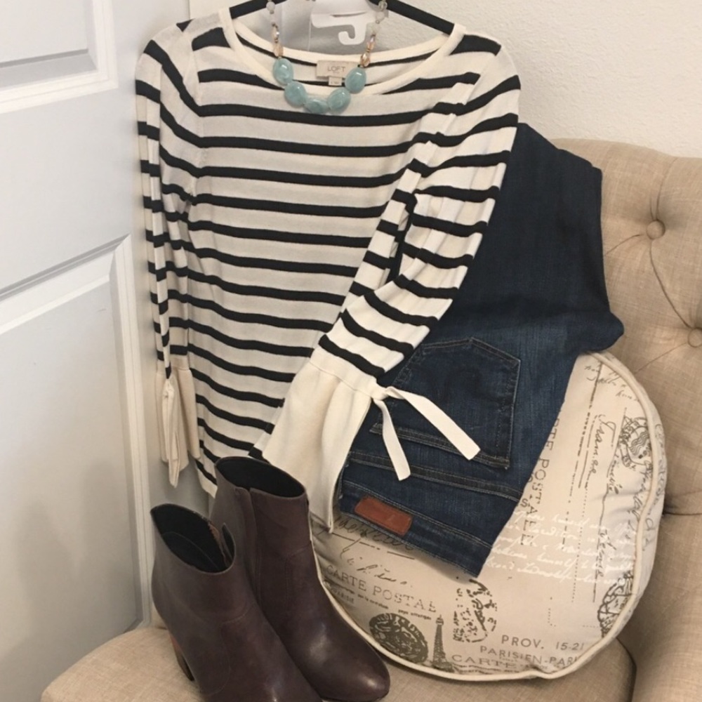 Loft Striped Bell Sleeve Top, S